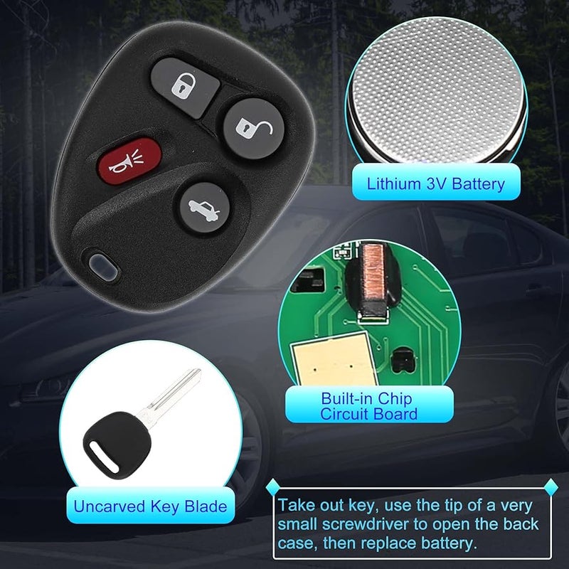 كاديلاك CTS 2003 2007 مفتاح دخول عن بعد بدون مفتاح مفتاح إشعال ترانسفوندر مع 4 أزرار ورقاقة 48 - Image 3