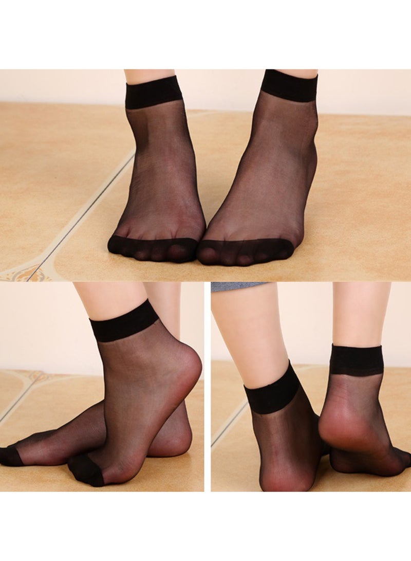 12 قطعة جوارب نسائية عالية الكاحل عالية الكاحل من النايلون جوارب نايلون عالية الكاحل جوارب حريرية ناعمة ضيقة رقيقة من خلال جوارب حريرية عالية الكاحل - Image 3