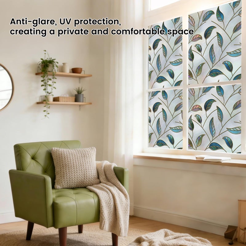 DKTIE Static Cling Decorative Window Film Vinyl Non Adhesive Privacy Film, Multilayer UV Inkjet Technology, 3D Thickened Stained Film (S166, 17.7'' x 118.1'') - Image 5