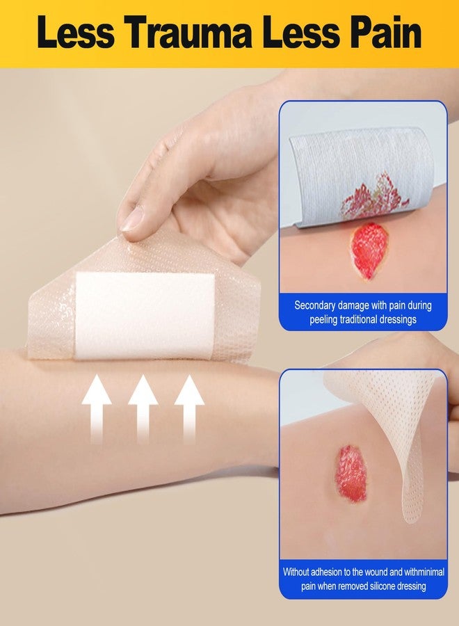 Niceful Silicone Foam Wound Dressing 3x3 in (7.5x7.5cm) - Waterproof Ultra Soft Adhesive Bandages for Sensitive Skin, Minor Surgical Incisions, Abrasions & Blisters(10 Pcs) - Image 4