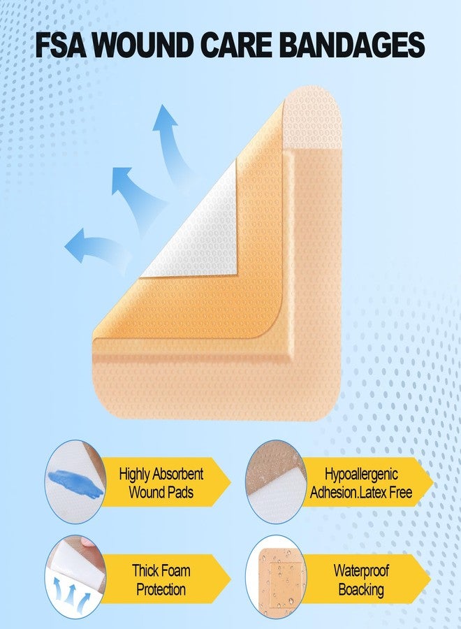 Niceful Silicone Foam Wound Dressing 3x3 in (7.5x7.5cm) - Waterproof Ultra Soft Adhesive Bandages for Sensitive Skin, Minor Surgical Incisions, Abrasions & Blisters(10 Pcs) - Image 3