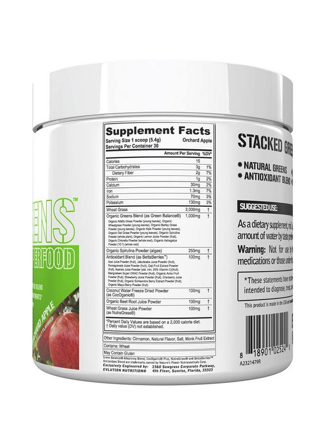 Evlution Nutrition Stacked Greens Raw Superfood Vegan Glutenfree 30 Servings (Orchard Apple V2) - Image 3