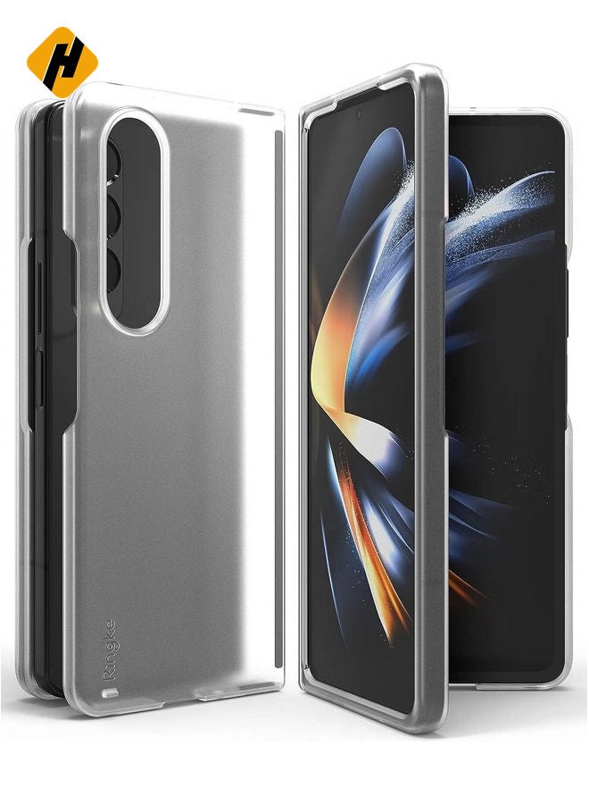 HuHa Slim Case Compatible with Samsung Galaxy Z Fold 4, Anti-Fingerprint Translucent Hard Thin Premium PC Lightweight Protective Phone Cover for Z Fold4 5G (2022) - Matte Clear  - Image 1