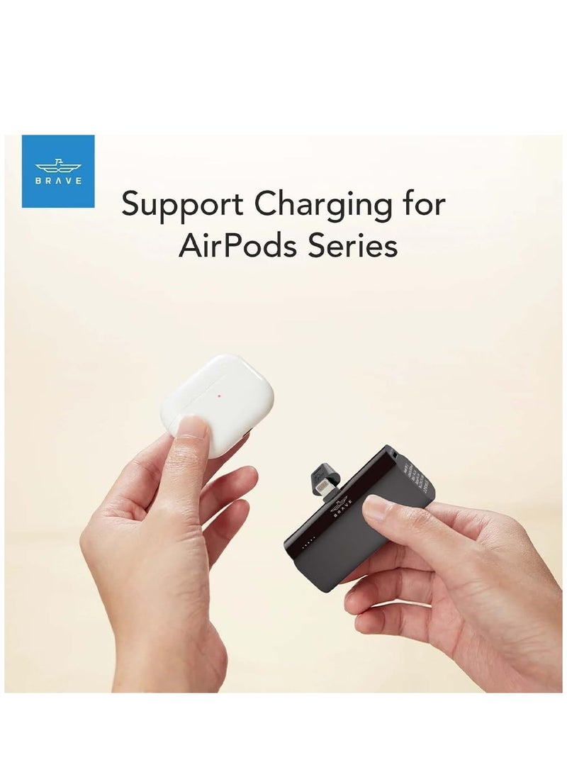 Brave Mini 5000mAh Power Bank, PD 20W Quick Charging Portable Charger & Battery Pack Compatible with iPhone 14 Pro/14 Pro Max /14/13 Pro/13 Pro Max/12 Pro/XR/X/8/7/6, iPad, Air Pods – Black  - Image 4