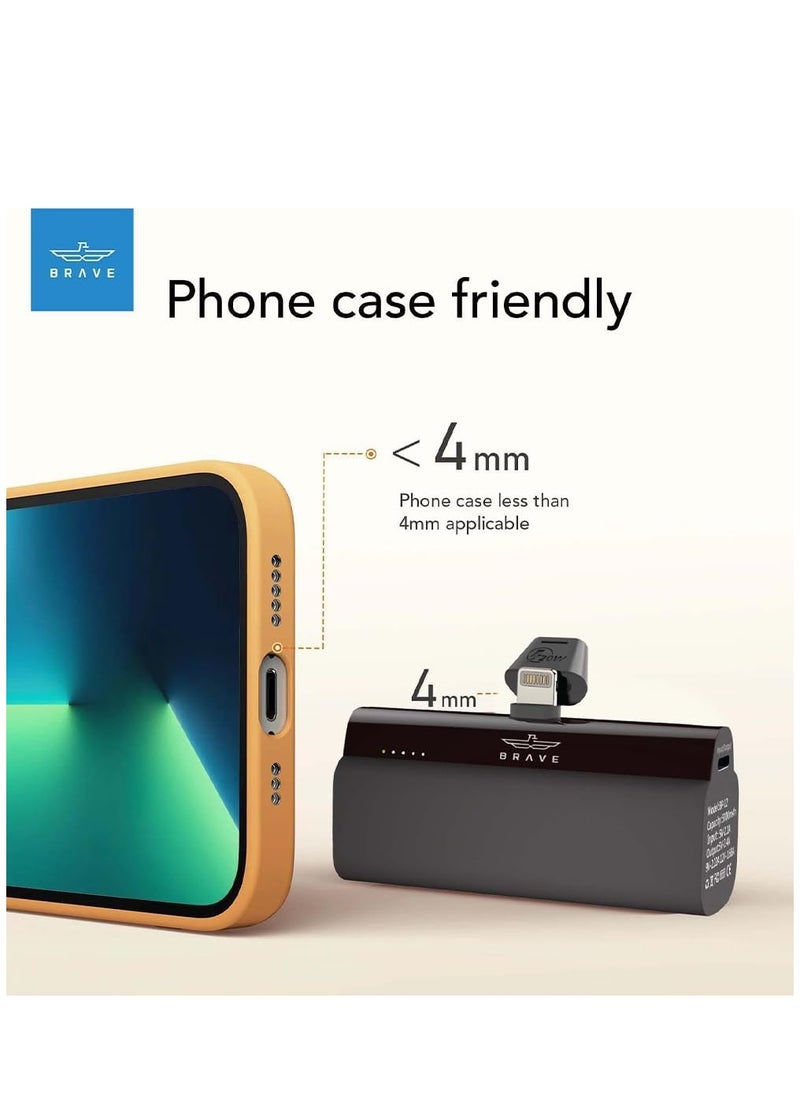 Brave Mini 5000mAh Power Bank, PD 20W Quick Charging Portable Charger & Battery Pack Compatible with iPhone 14 Pro/14 Pro Max /14/13 Pro/13 Pro Max/12 Pro/XR/X/8/7/6, iPad, Air Pods – Black  - Image 3