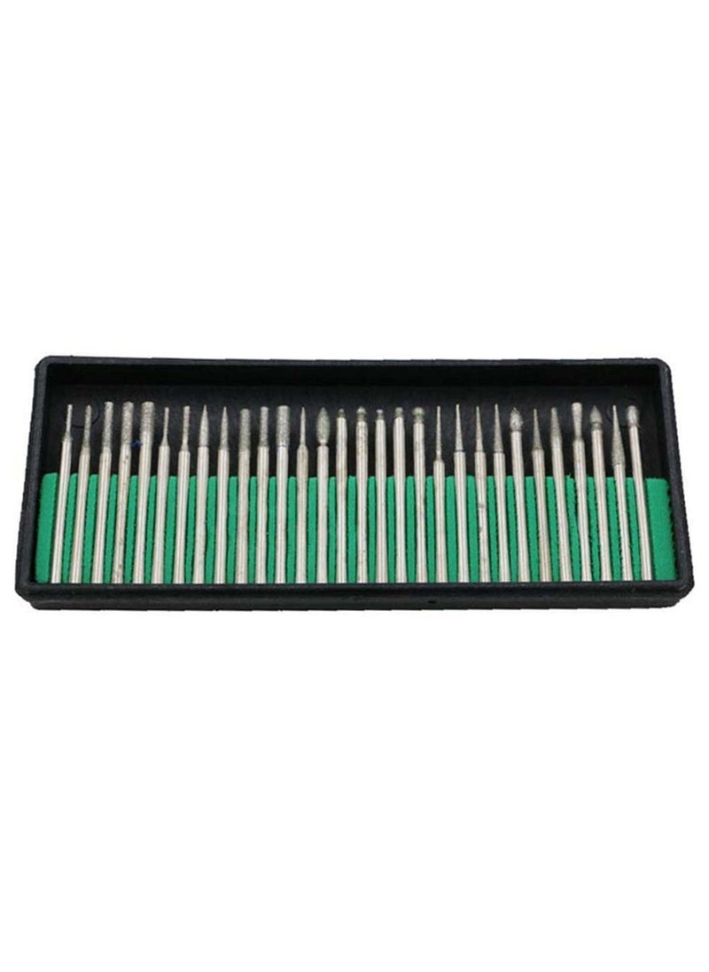 YADAV 30xDiamond Burr Bits Drill Kit Fit For Engraving Carving Grinding Tool Set  - Image 1