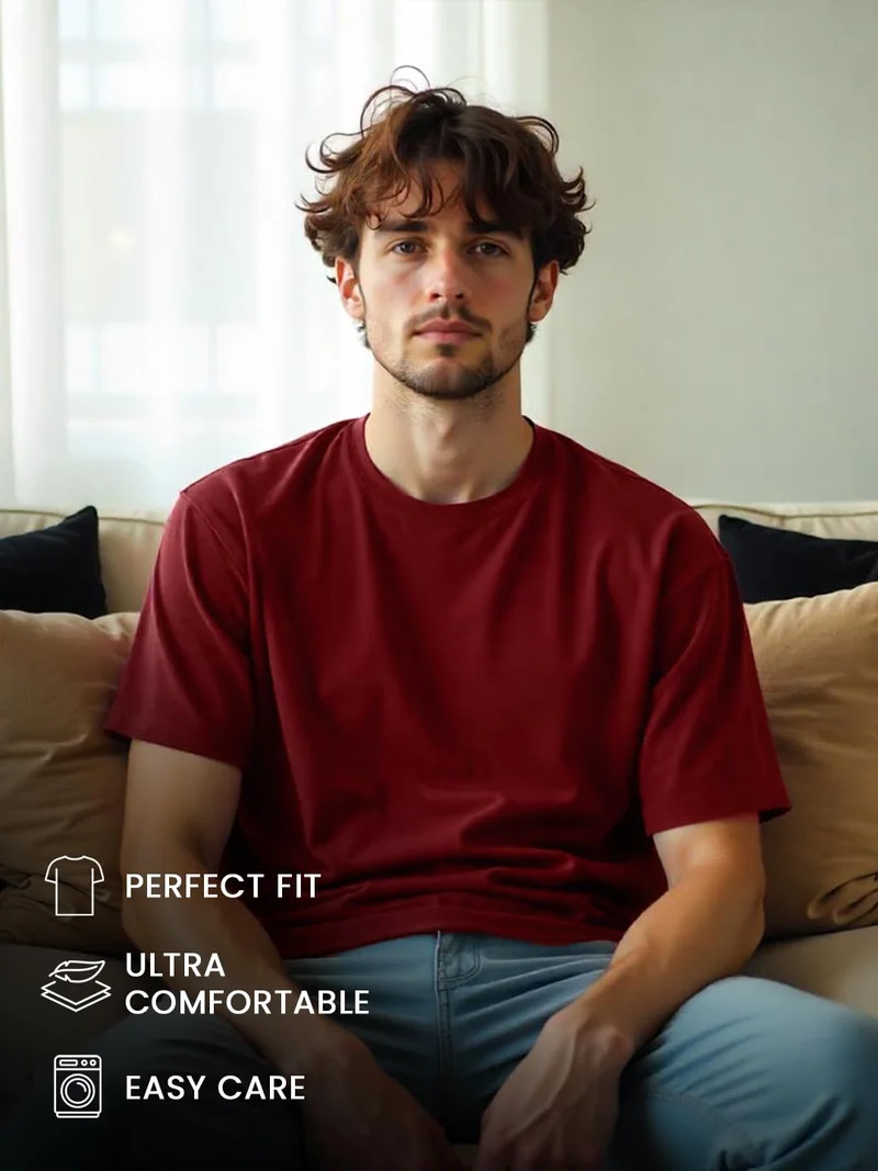 نوبيرو Men's Oversized Cotton T-Shirt Pack of 2