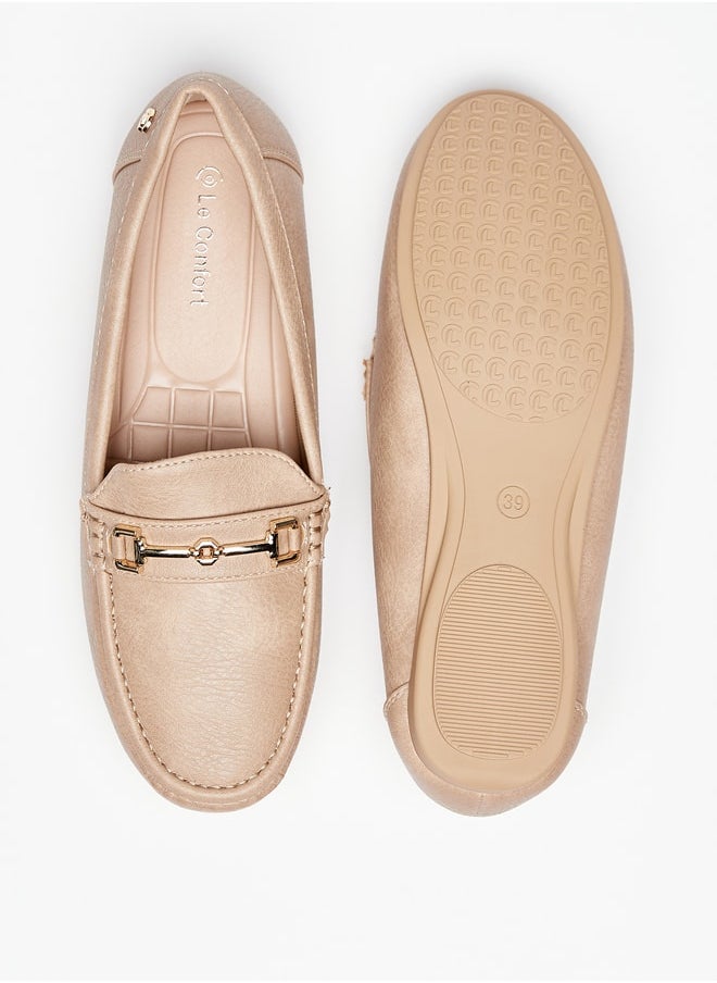 Le Confort - Women's Solid Loafers with Metallic Accent - Image 1