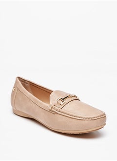 Women's Solid Loafers with Metallic Accent