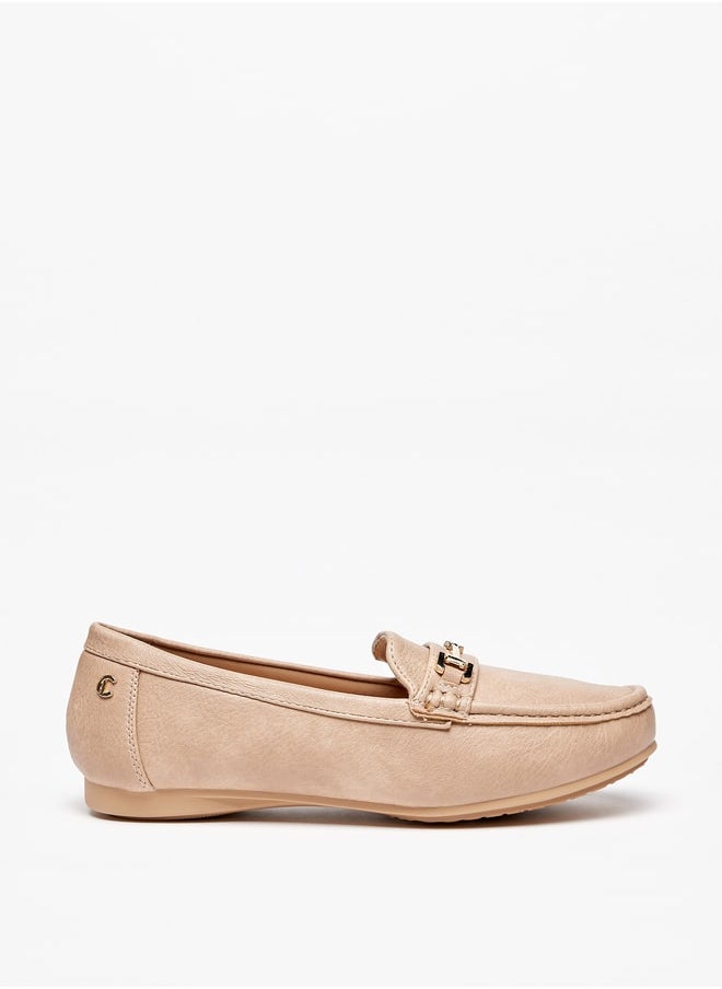 Le Confort - Women's Solid Loafers with Metallic Accent - Image 1