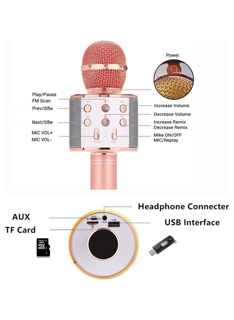 Wireless Bluetooth Karaoke Microphone for Kids,5-in-1Portable Speaker Handheld Karaoke Mic Speaker Player Recorder with Adjustable Remix for Kids Girls Boys... - Image 2