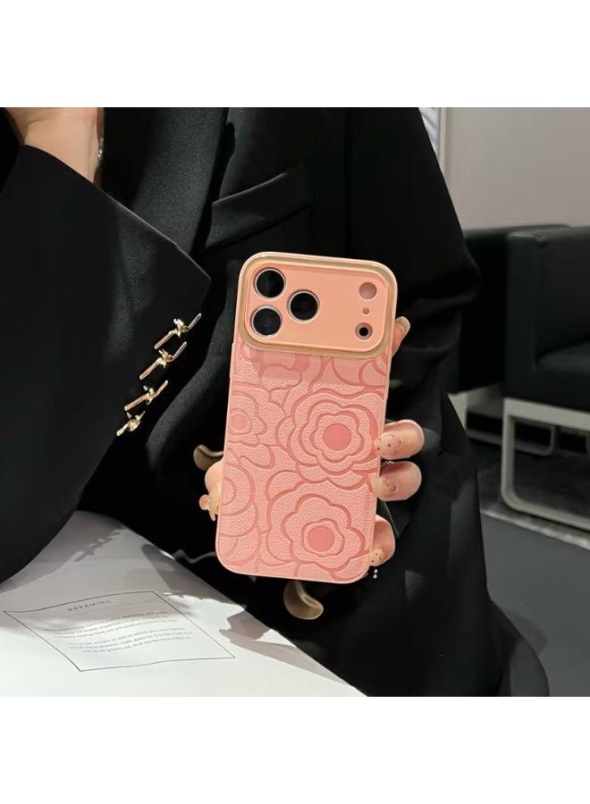 Temu Creative Camellia Pattern Phone Case, Full Protective and Shockproof Cover, Comfortable Fit, Aesthetic Design, Compatible with iPhone 17 Pro