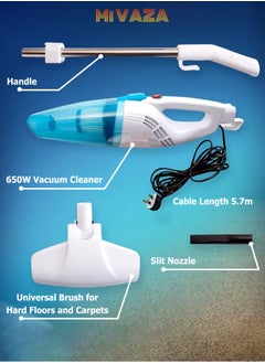 Mi VAZA 2-in-1 Corded Vacuum Cleaner – Cable Length 5.7M - 650W Upright Vacuum Cleaner - Portable Handheld Vacuum Cleaner with HEPA Filter - Dust Removal Tools for Floors, Carpets, Desktops, Sofas, Windows  - Image 5