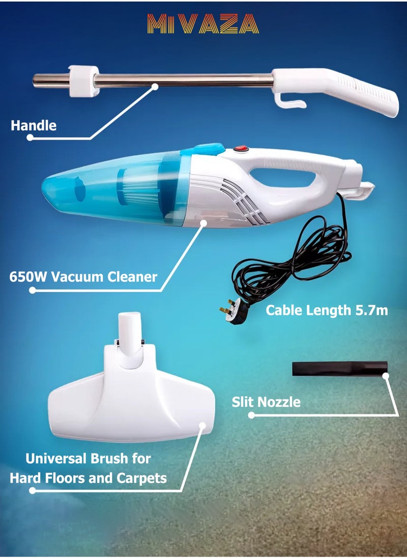 Mi VAZA 2-in-1 Corded Vacuum Cleaner – Cable Length 5.7M - 650W Upright Vacuum Cleaner - Portable Handheld Vacuum Cleaner with HEPA Filter - Dust Removal Tools for Floors, Carpets, Desktops, Sofas, Windows  - Image 5