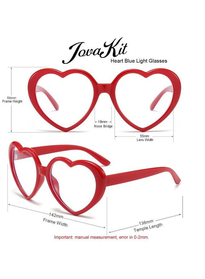 JOVAKIT Heart Blue Light Glasses for Women Vintage Fashion Red Heart Frame Glasses Computer Eyeglasses Prevent Headache (Red) - Image 4