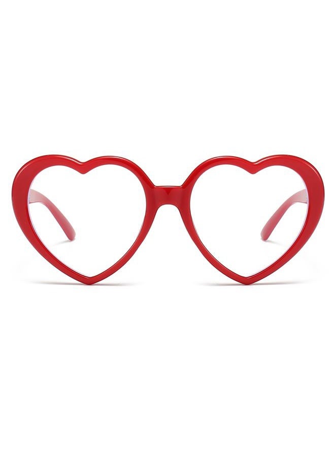 JOVAKIT Heart Blue Light Glasses for Women Vintage Fashion Red Heart Frame Glasses Computer Eyeglasses Prevent Headache (Red) - Image 1