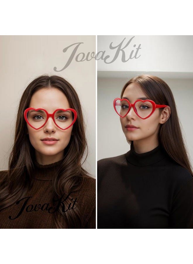 JOVAKIT Heart Blue Light Glasses for Women Vintage Fashion Red Heart Frame Glasses Computer Eyeglasses Prevent Headache (Red) - Image 5