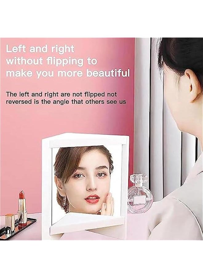 Real Mirror Non Reversing, Square Household Non Reversing Wooden Mirror, Portable True Mirror for Dormitory, Home, Apartment, No Mirror Mirror