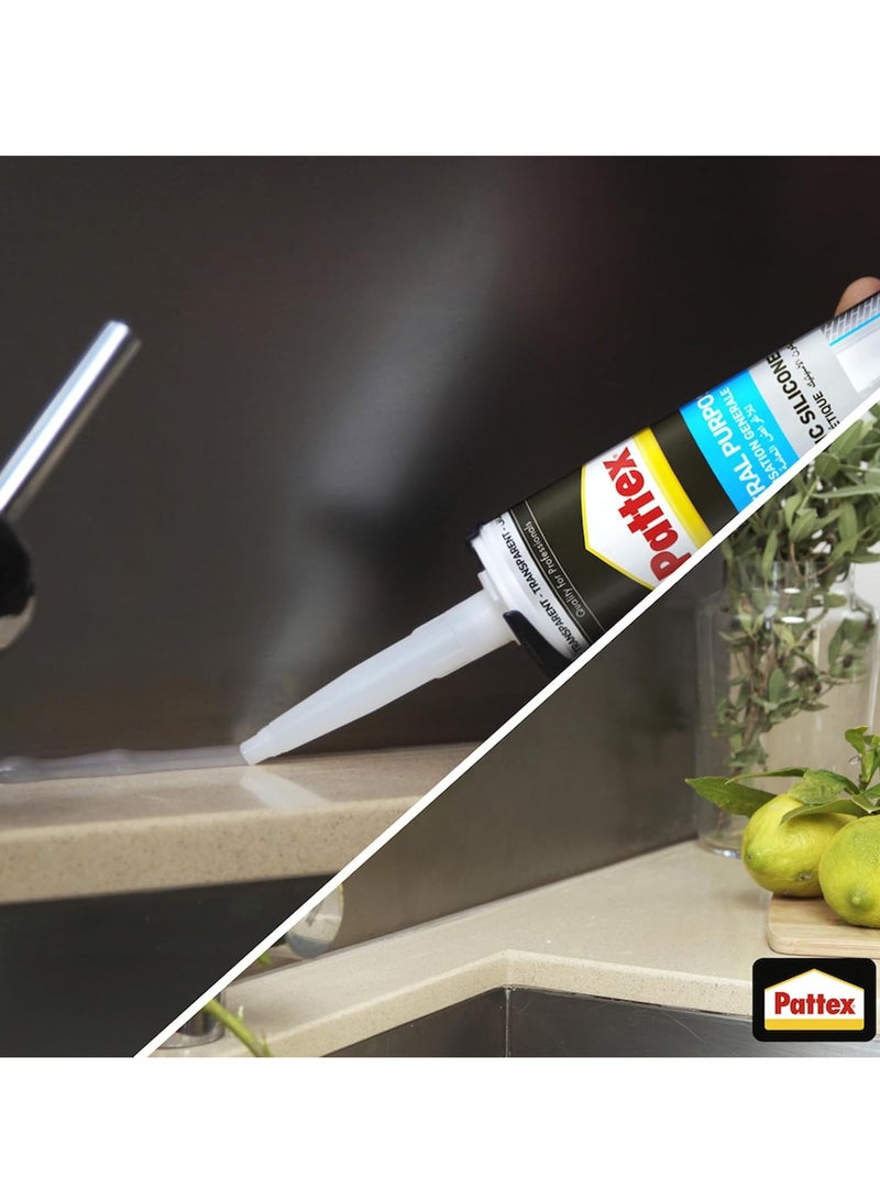 Pattex 3 Pack Of Pattex SL212 General Purpose Silicone Sealant - 280ml for Indoor & Outdoor Use , Transparent - Image 2