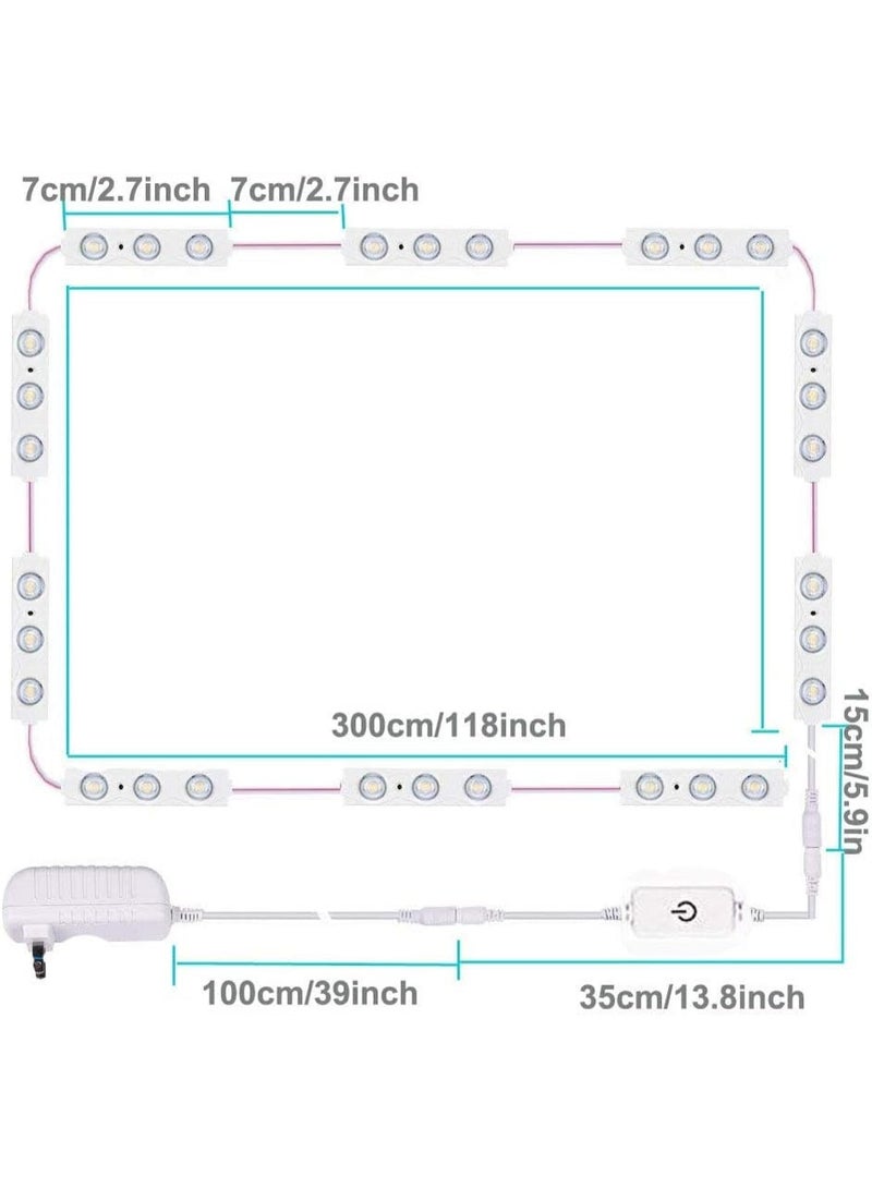 إضاءة مراية مكياج LED قابلة لتعديل السطوع تعمل باللمس لإضاءة مثالية أثناء المكياج - Image 3