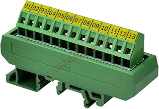 Electronics-Salon Slim DIN Rail Mount 16A/300V 1x13 Position Screw Terminal Block Distribution Module. - Image 1