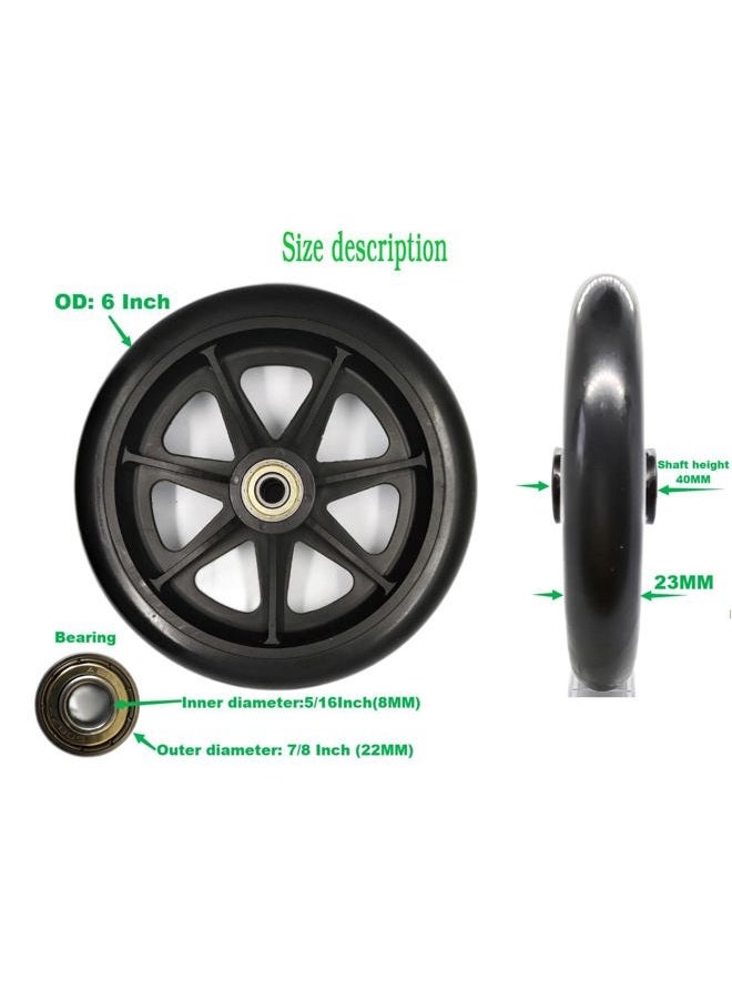 ComsenMed NP 6 inch Replacement Wheels for rollator Walker,Parts,Accessories,Rollator/Wheelchair/Walker Generic 6 inch Wheels,Front and Rear 6” Rollator Replacement Wheel Assembly-1Ea - Image 4