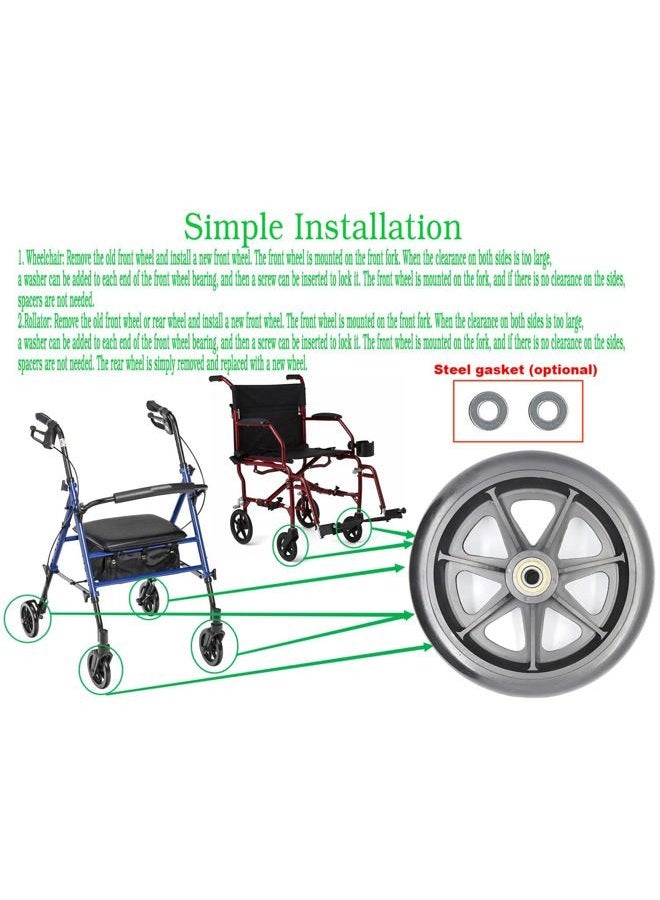 ComsenMed NP 6 inch Replacement Wheels for rollator Walker,Parts,Accessories,Rollator/Wheelchair/Walker Generic 6 inch Wheels,Front and Rear 6” Rollator Replacement Wheel Assembly-1Ea - Image 5