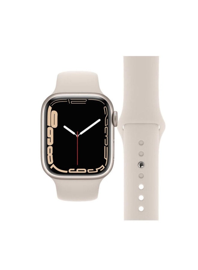 Kmaxai سوار ساعة سيليكون متوافق مع Apple Watch S10، Apple iwatch 9/se/8/7/6/5 Series، ساعة رياضية منعشة، تصميم بسيط، 40/41/42mm، Starlight - Image 4