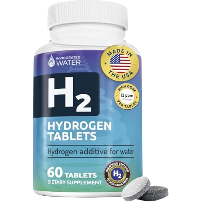 Invigorated Water Hydrogen Water Tablets with Magnesium - 12 PPM H2 Molecular Hydrogen Tablets for Drinking Water - Supports Energy, Brain, & Cognitive Health - Non-GMO (60 Servings, Unflavored) - Image 1
