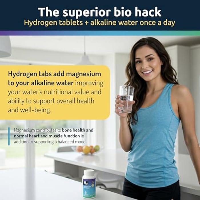Invigorated Water Hydrogen Water Tablets with Magnesium - 12 PPM H2 Molecular Hydrogen Tablets for Drinking Water - Supports Energy, Brain, & Cognitive Health - Non-GMO (60 Servings, Unflavored) - Image 3