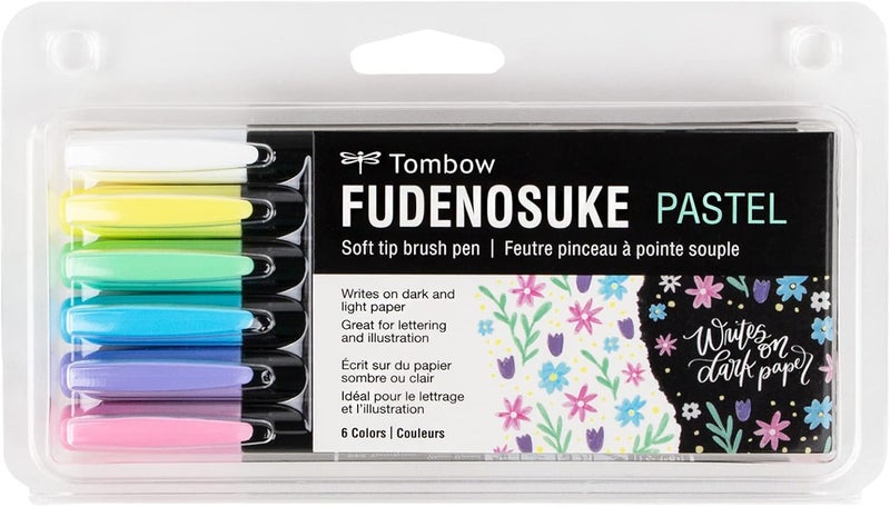 Tombow 56448 Fudenosuke Brush Pens Pastel 6Pack - Image 1
