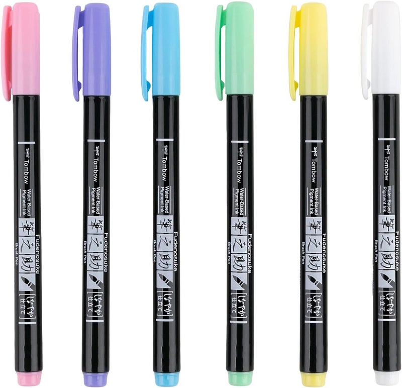 Tombow 56448 Fudenosuke Brush Pens Pastel 6Pack - Image 4