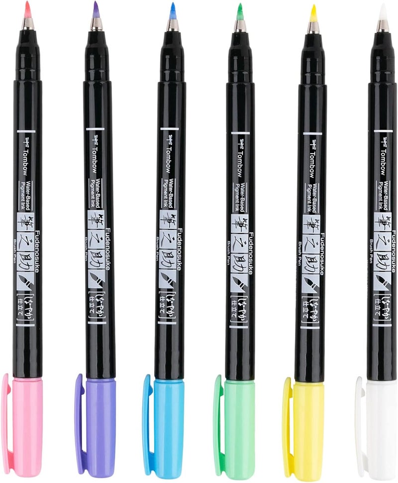 Tombow 56448 Fudenosuke Brush Pens Pastel 6Pack - Image 5