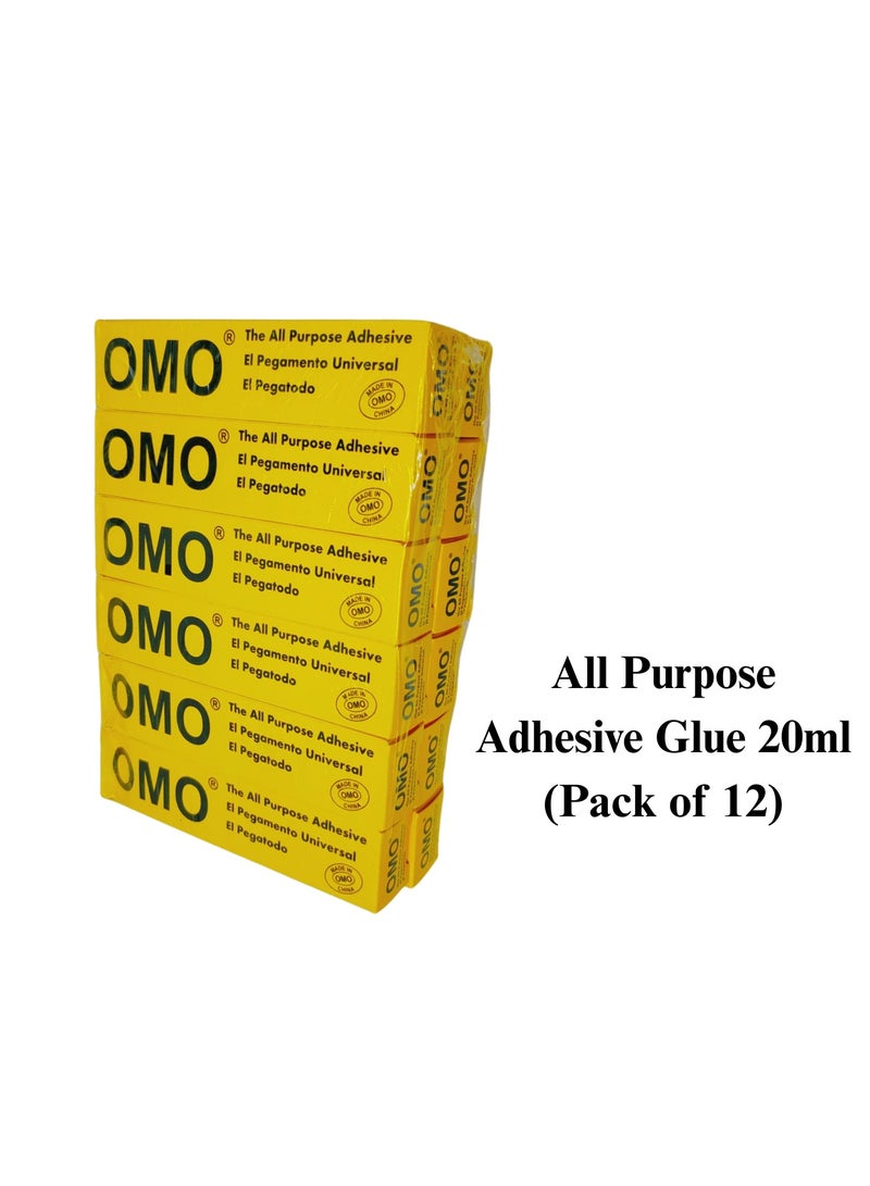 Omo All Purpose Super Glue, High-Grade Bonding Adhesive for Metal, Plastic, Wood, Fast-Curing (20ml (Pack of 12)) - Image 1