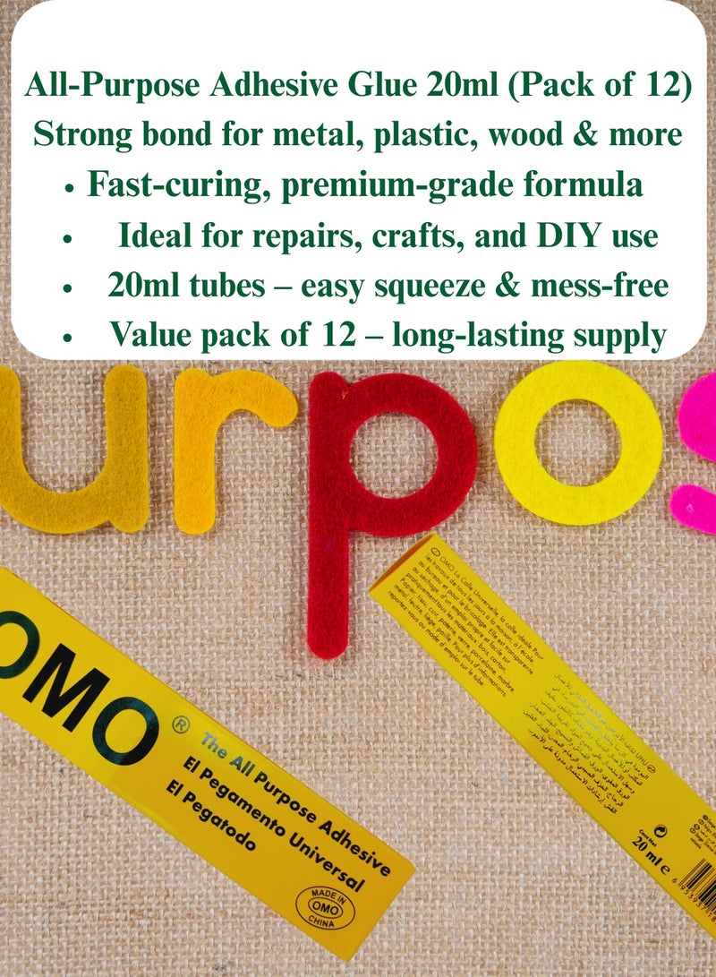 Omo All Purpose Super Glue, High-Grade Bonding Adhesive for Metal, Plastic, Wood, Fast-Curing (20ml (Pack of 12)) - Image 4