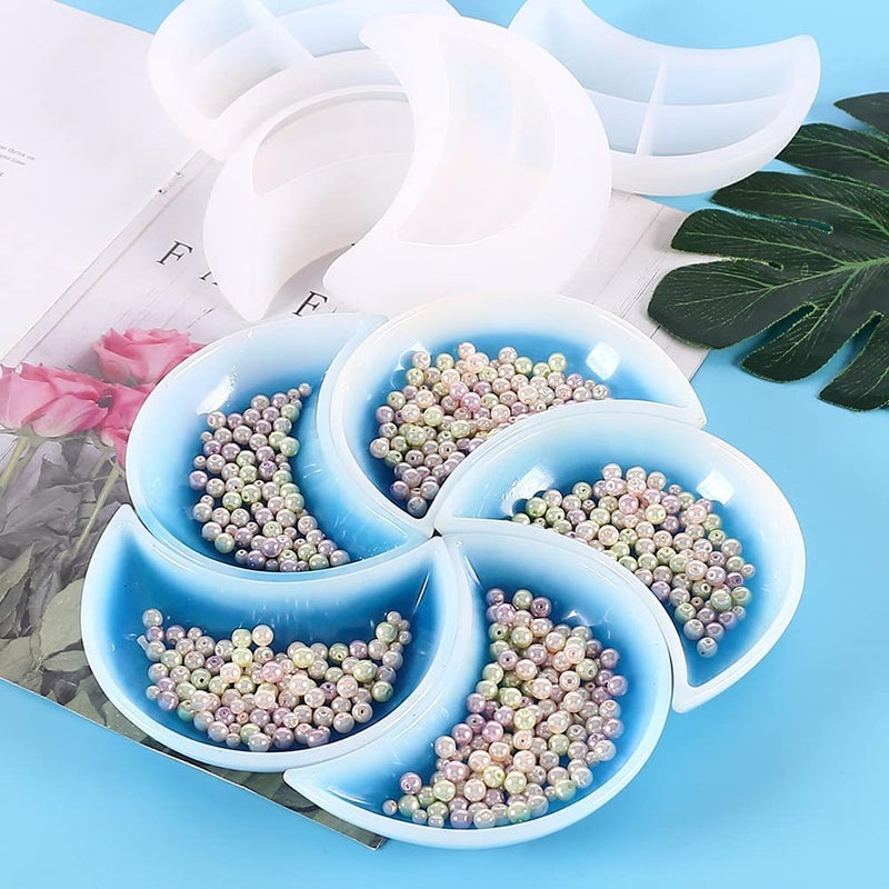 Snoogg صينية تقديم القمر قوالب سيليكون لصب الراتنج و للحرف اليدوية، حصائر أكواب، ديكور منزلي - Image 3