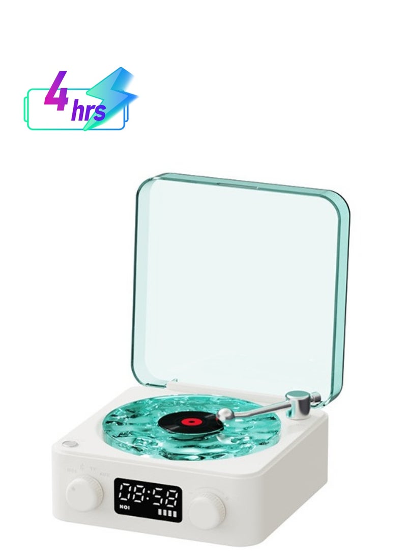 Mini Retro White Noise Bluetooth Speaker Portable Vintage Sleep Aid Bluetooth Speaker Subwoofer with RGB Light Support TF Card(White) - Image 1