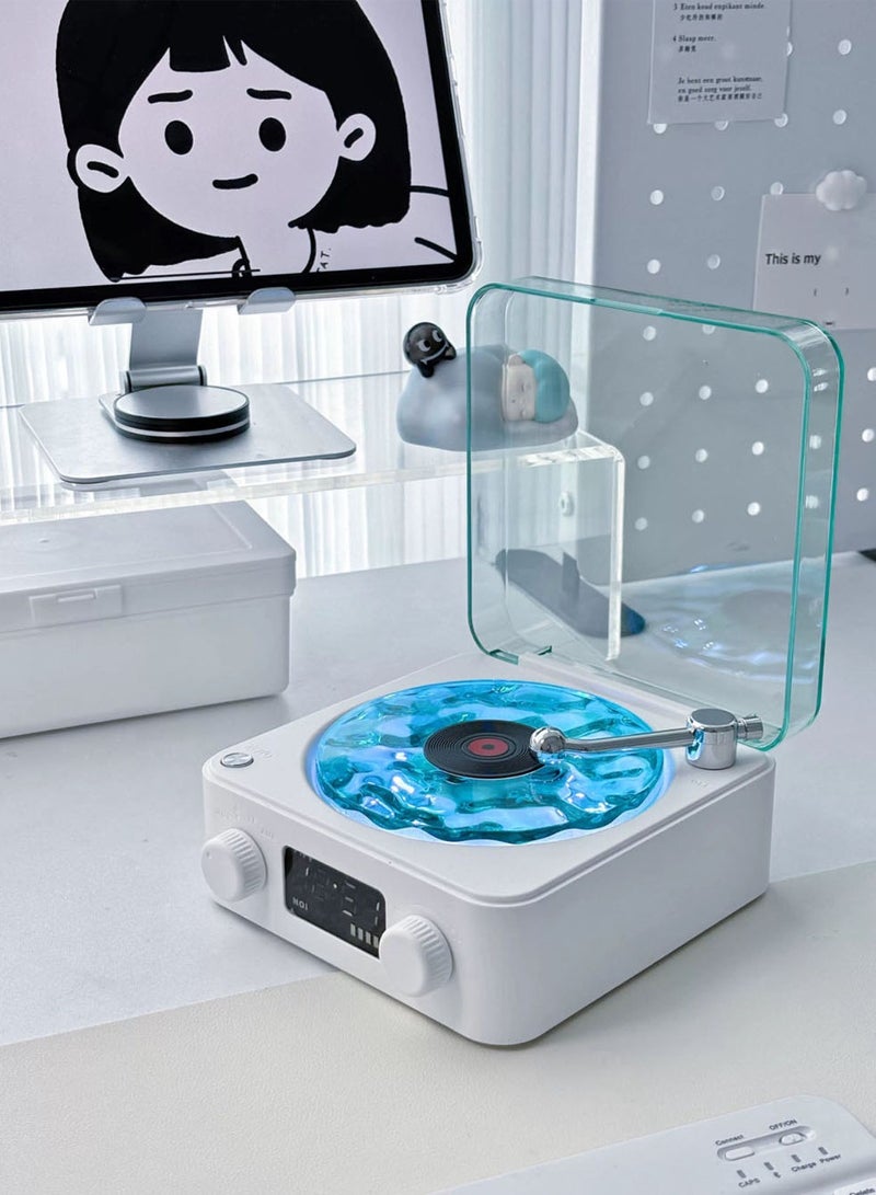 Mini Retro White Noise Bluetooth Speaker Portable Vintage Sleep Aid Bluetooth Speaker Subwoofer with RGB Light Support TF Card(White) - Image 3