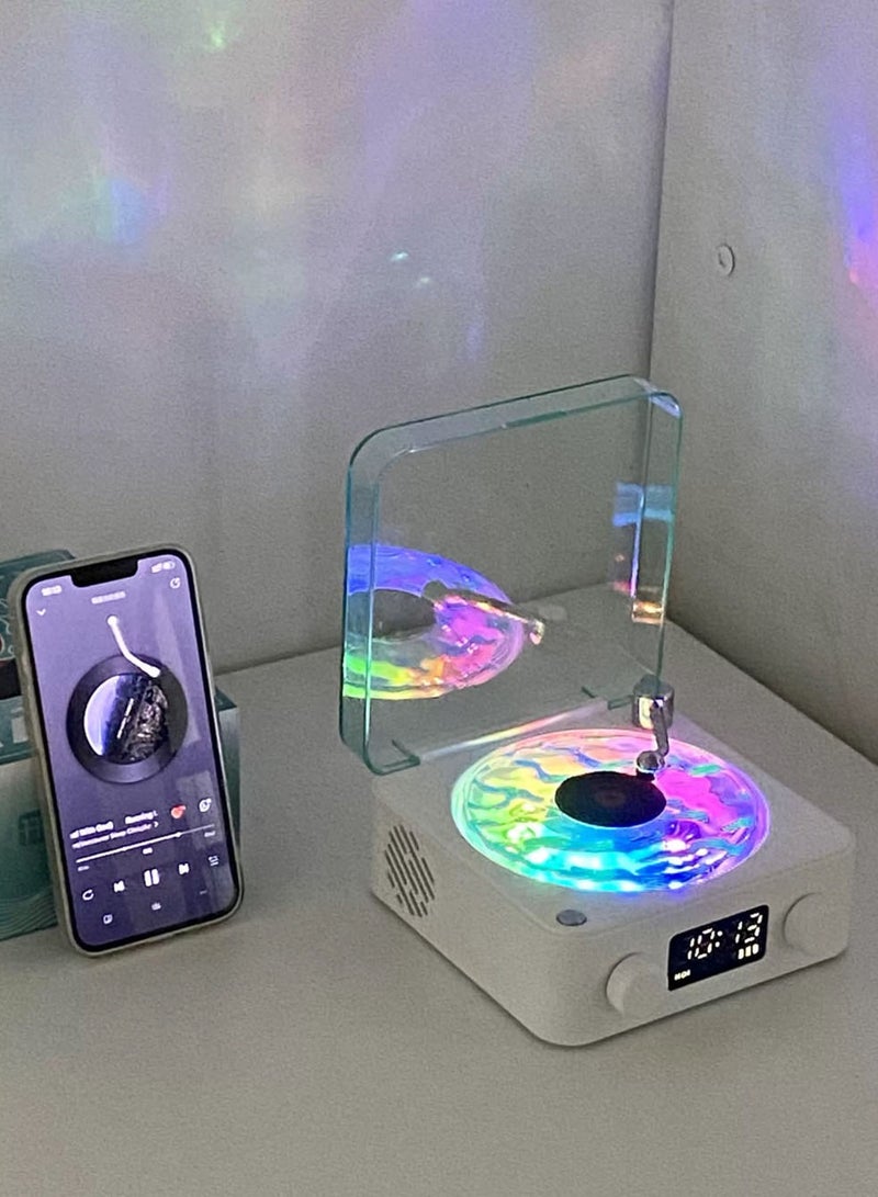 Mini Retro White Noise Bluetooth Speaker Portable Vintage Sleep Aid Bluetooth Speaker Subwoofer with RGB Light Support TF Card(White) - Image 4