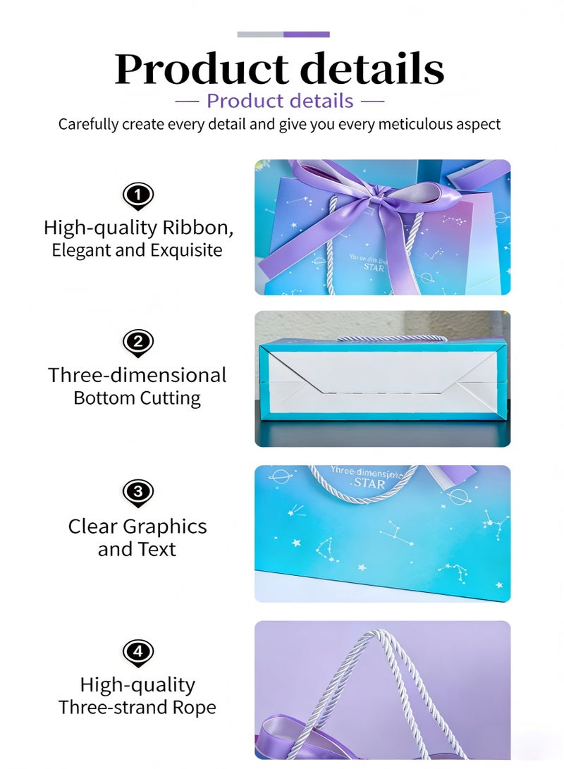 MOOCO 10PCS Large Gift Bags (36*25*12CM),Paper Bags with Double-layer Ribbon,Portable Party Bags with Handles, Birthday Gift Bags, Present Bags for Wedding Party, Party Supplies, Gift Bags Set Suitable for Festival, Birthday, Anniversary, Mother's Day,Holiday Gift Bags,Gifts Bags for ladies,Valentine's Day Gift Bag, Jewelry Bag, Souvenir Bag, Cosmetic Handbag,Advanced Gradient Purple - Image 4