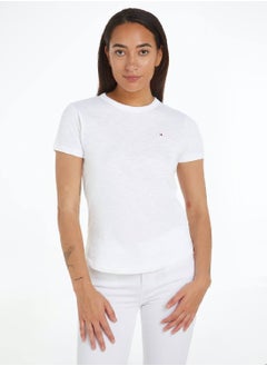 TOMMY HILFIGER Women's 1985 Collection Slim Fit T-Shirt - Cotton, White  - Image 2