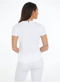 TOMMY HILFIGER Women's 1985 Collection Slim Fit T-Shirt - Cotton, White  - Image 3