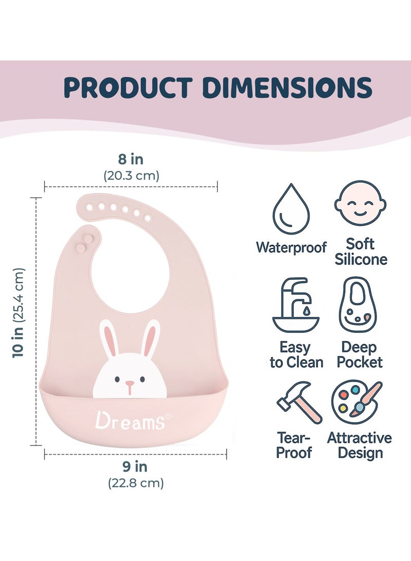 YOONISPRO Silicone Baby Mealtime Bib – Soft Waterproof BPA-Free Feeding Bib with Adjustable Neck & Food Catcher Pocket, Easy to Clean - Image 2