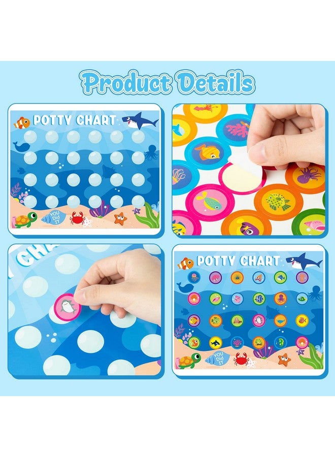 Zainpe 15Pcs Ocean Animals Potty Training Chart For Kids Sea Creatures Potty Chart With Shark Whale Stickers Marine Theme Toilet Training Reward Chart Develop Toileting Habit For Toddlers Boy Girl - Image 3