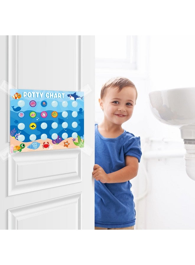 Zainpe 15Pcs Ocean Animals Potty Training Chart For Kids Sea Creatures Potty Chart With Shark Whale Stickers Marine Theme Toilet Training Reward Chart Develop Toileting Habit For Toddlers Boy Girl - Image 4