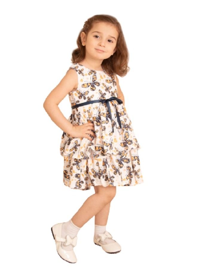 Summer children's girls' dress - beautiful and attractive colors and butterflies - short to the knee - excellent detailing and age-appropriate 
