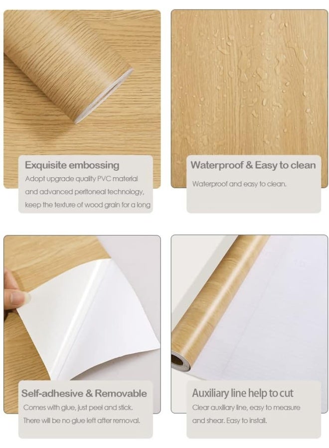 Wood Contact Paper Wood Wallpaper Peel And Stick Wallpaper Light Wood Grain Contact Paper For Cabinets Self Adhesive Wallpaper Removable Wallpaper 17.7×118 Inches Pet Easy To Install And Clean  - Image 4