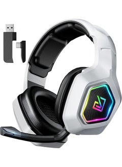 Garlo Wireless Gaming Headset with 7.1 Surround Sound & 60H+ Hrs, 2.4GHz/Wired/Bluetooth Gaming Headphones with USB and Type-c, RGB Over Ear Headphones for Pc, Ps4, Ps5, Switch, Laptop, Mobile, Mac