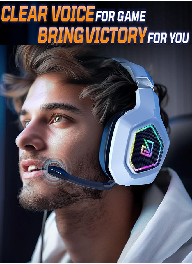 Garlo - Garlo Wireless Gaming Headset with 7.1 Surround Sound & 60H+ Hrs, 2.4GHz/Wired/Bluetooth Gaming Headphones with USB and Type-c, RGB Over Ear Headphones for Pc, Ps4, Ps5, Switch, Laptop, Mobile, Mac - Image 1