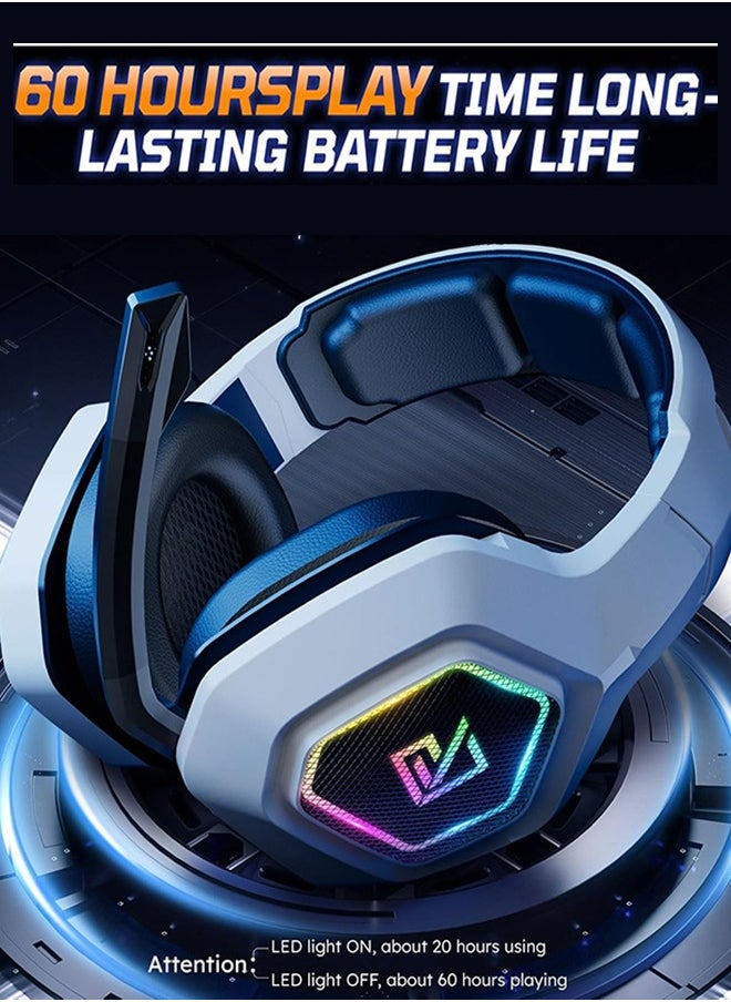 Garlo - Garlo Wireless Gaming Headset with 7.1 Surround Sound & 60H+ Hrs, 2.4GHz/Wired/Bluetooth Gaming Headphones with USB and Type-c, RGB Over Ear Headphones for Pc, Ps4, Ps5, Switch, Laptop, Mobile, Mac - Image 1